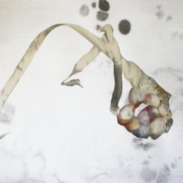 Every moment something falls down IV. Ink, pencil, aquarelle, chine collé.  2014