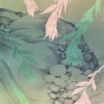 Havinaa / Rustling. Pencil and monotype. 5 parts, 69,5 x 263 cm. 2026